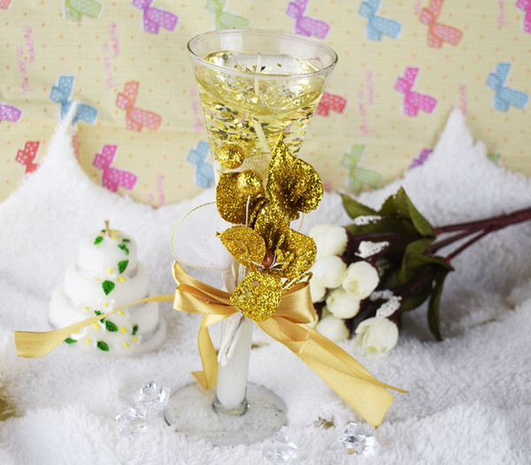 FEIS wholesale 2pcs/set Golden jelly crystal craft valentine's Day candle Candlelight dinner wedding gifts candle Home decorative love