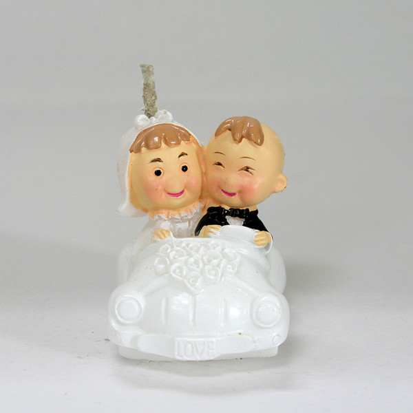 FEIS wholesale smokeless craft candle romantic bride and groom sitting in the car candel gold wedding anniversary wedding favor
