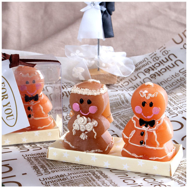 FEIS 2019 smokeless craft candle Adorable personalized Gingerbread Bride & Groom Candle Wedding Favors Birthday Party decoration
