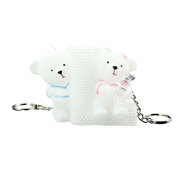 2019 Velas Candles Feis Wholesale 2pcs Bear Candle Key Chain Home Decoration Birthday Newly Lovely Child Party Supplies Smokeless Favors