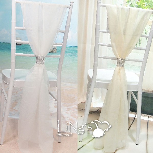 2017 New Arrival Wedding Chair Sashes Top Quality 54*180cm White Chair Sashes with Shining Silver buckle