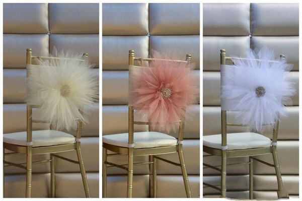 New Coming Tulle Sunflower Crystal Custom Made Wedding Events Beautiful Wedding Supplies Chair Sash Chair Covers