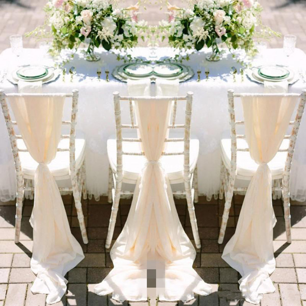 Romantic Chiffon Wedding Chair Sashes Handmade Celebration Birthday Party Event Chair Covers Decor Wedding Chair Sashes Bows 150*50 CM