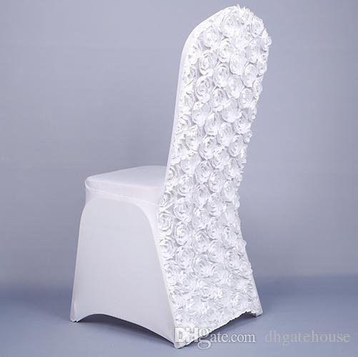 Top Quality Wedding Chair Covers 3D Rose Flower Universal Stretch Spandex Chair Covers for Weddings Party Banquet Decoration Accessories