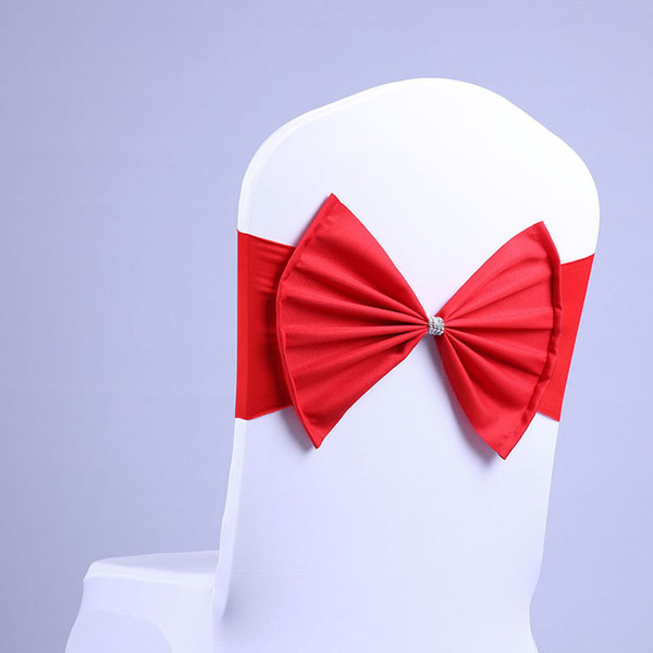 Hot Spandex Lycra Chair Sashes Elastic Satin Chair Bands with Buckle for Wedding Bow Tie Backs Props Bowknot Chair Cover Sashes