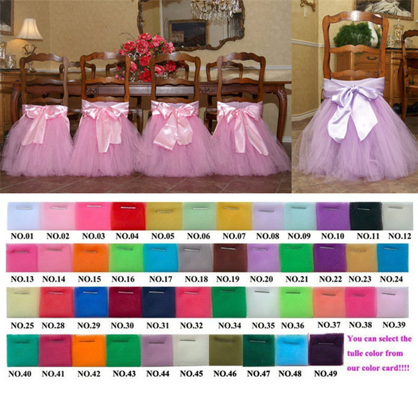 2016 Tutu Chair Skirts In Stock White Pink Red Violet Tulle Chair Sashes for Wedding Party Banquet and Birthday