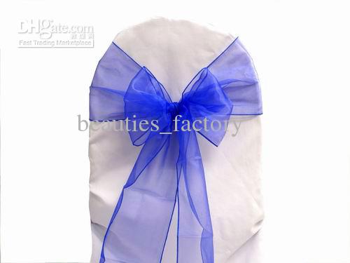 Blue Color Organza Sashes Chair Cover Bow Wedding Party Banquet Shimmering Sash 20cm X 288cm or other colors