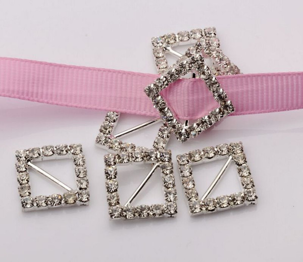Hot ! 50Pcs 12mm Bar Silver Plate A Grade Crystal Rhinestone Ribbon Buckle Slider Invitation Wedding Supplies 19.5 mm.