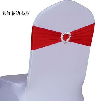 2016 Wholesale-Free 100pcs Elastic Lycra Chair Sash Bands Wedding Spandex Chair Bands With Heart Shape Plastic Buckle