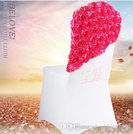 Latest New Celegant Rose Flower Color Chair Covers Spandex For Wedding Banquet Chair Covers Decor 13 Colors High Quality