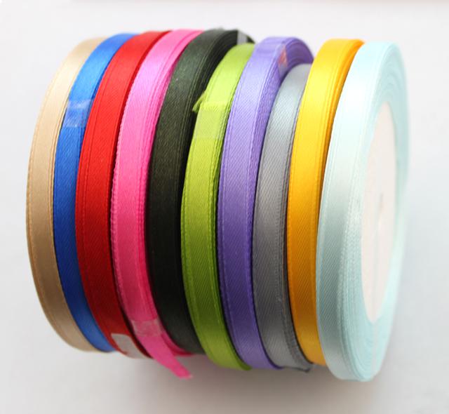 10 Rolls of Mixed Colours 6mm Craft Scrapbooking Satin Ribbon #22763