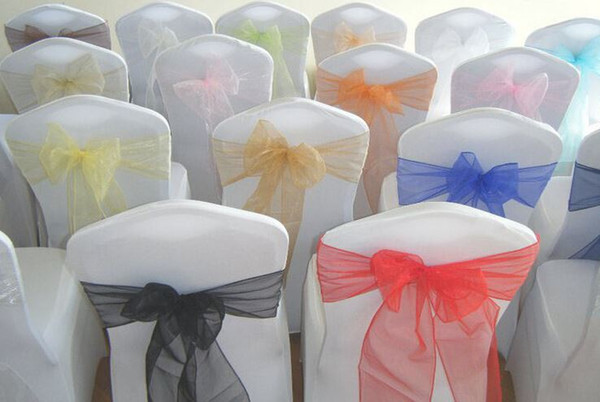 2015 Wedding Party Banquet Organza Sash Bows For Chair Covers 36COLORS wedding decorations favors weddings supplies accessories