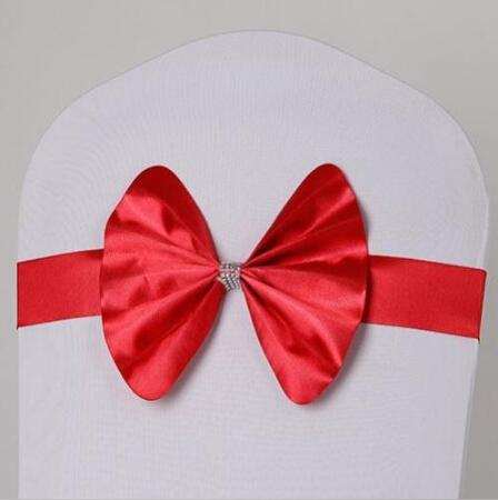 Free EMS DHL 100pcs (No need to Tie the Knot) Large Countryside Wedding Chair Cover Sashes Sash Party Banquet Decoration Decor Bow Colors