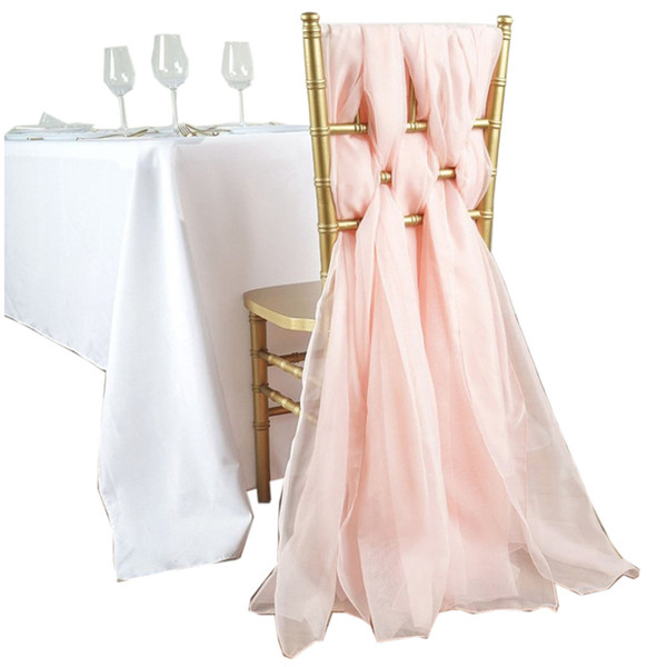 Romantic Wedding Chair Sashes White Ivory Celebration Birthday Party Event Chiavari Chair Decor Wedding Chair Sashes Bows 200*55 CM