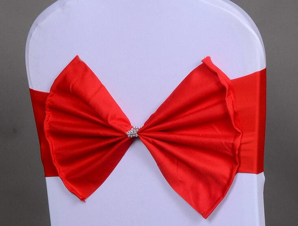 Wedding Chair Bows Sashes For Wed Events Supplies Chair Decoration Beautiful Taffeta Bows Chair Cover Sash With Ruffles and beads