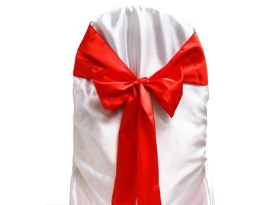 50 Pcs Red SATIN SASH Chair Bow Wedding Party Banquet Decorations Shimmering Choose Color NEW