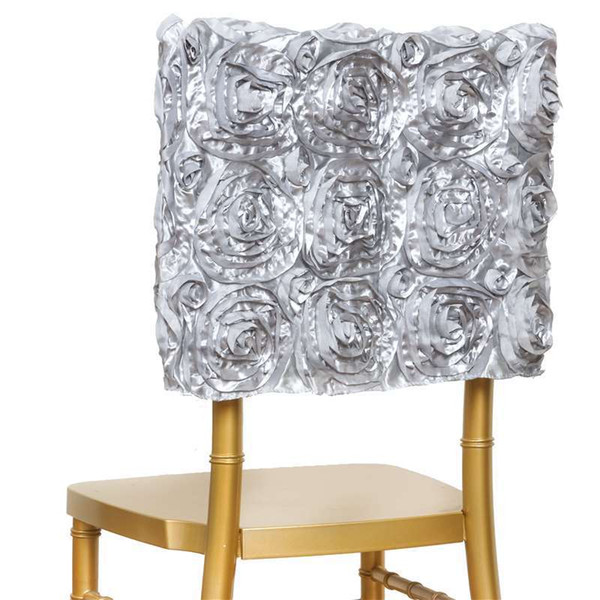 New Spandex Design 3D Satin Rosette Lycra Chair Cover Hotel Restaurant Weddings Banquet Home Decoration Decor Christmas Chair Covers