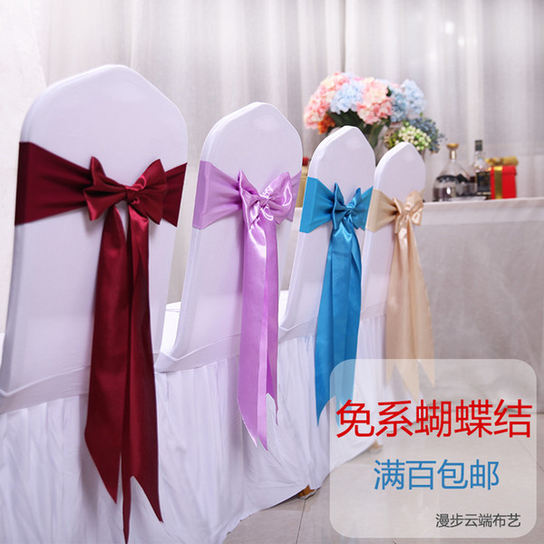 Colorful Wedding Chair Covers Bridal Supplies Bowknot Decorations Satin Birthday Party Chair Holder Formal Event Ocassion Seat Covers