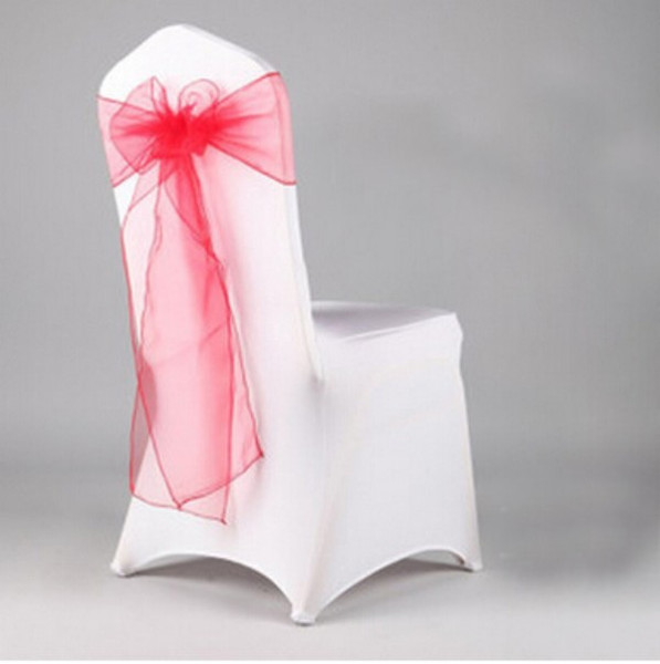 Wedding Decoration Supplies Real Image 2015 In Stock Chair Bows with High Quality Bling Bling Red Pink Lavender Long Organza