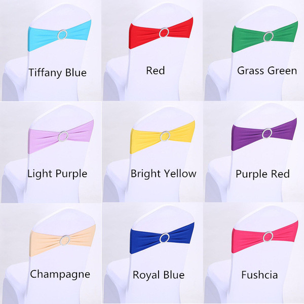 Hot Sale New Spandex Lycra Wedding Chair Cover Sash Bands Wedding Party Birthday Chair Buckle Elastic Decoration Wedding Supplies