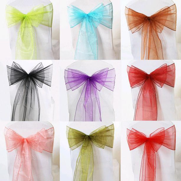 Cheap chair Sash chair bow hood organza For Wedding Party Shower Bridal Wedding Supplies 65cm Length 10 color