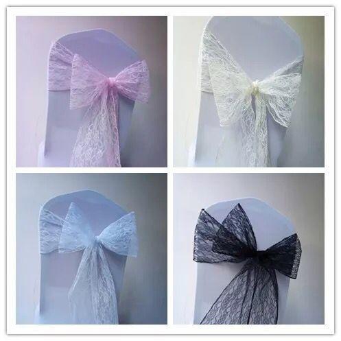 Lace bow Wedding Chair Bows Wedding Birthday Party Events decroation Chair Sashes White Ivory Chair Covers 18*275 cm