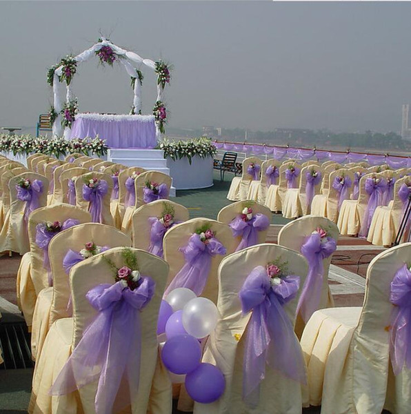 Romantic Chiffon Chair Sash Tulle Voile for Wedding Decorations Background modern wedding bow acessories 50cm x 9m