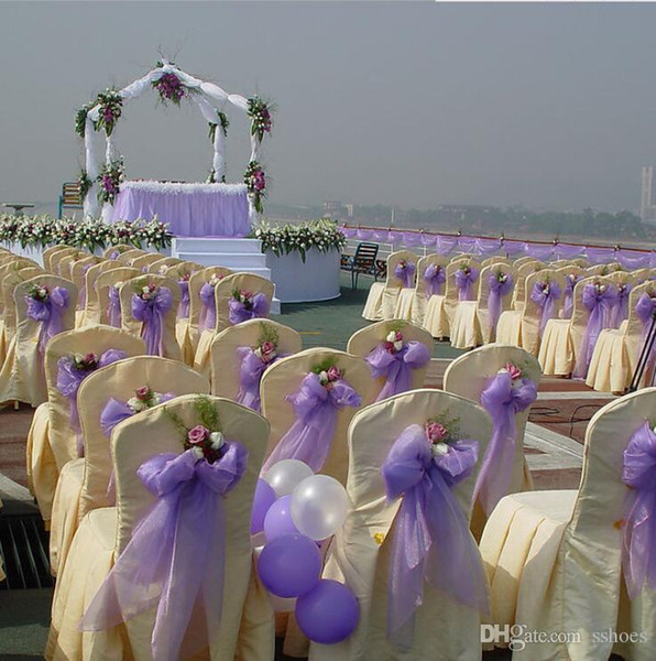 Romantic Chiffon Chair Sash Tulle Voile for Wedding Decorations Background modern wedding bow acessories 50cm x 9m