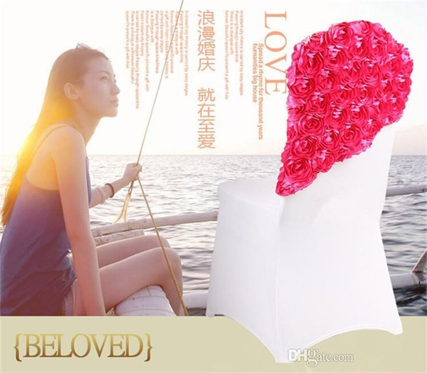 2016 Latest New Elegant Rose Flower Chair Sashes Satin Chair Bands for Banquet Events Decor 13 Colors to choose