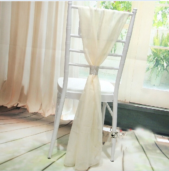 2017 Cheap White And Ivory Chair Sashes For Weddings Chiffon 54*180CM Wedding Chair Covers Bridal bamboo