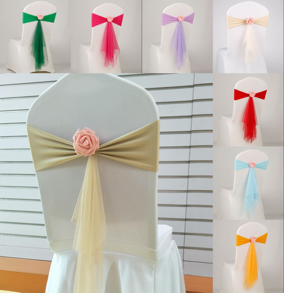 Real Image Stretch Satin Chair Back Sashes formal Occasion Wedding Chair Sashes Party Chair Covers Free Shipping