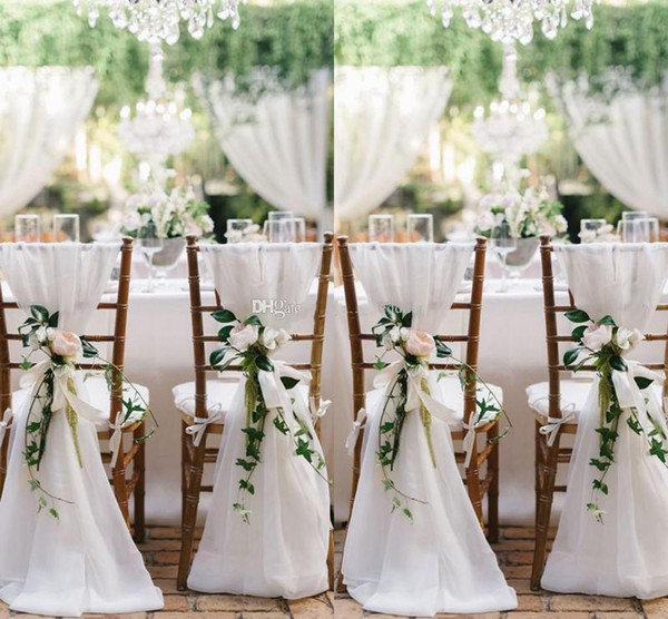 2016 New Designer 6/lots Chair Sashes Wedding Accessory Cheap Wedding Supplies Wedding Decoration Ruffles Chiffon Chair Covers
