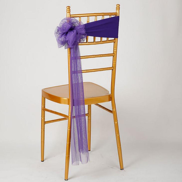 multicolor chair sashes wedding decorations professional party supplies reusable bowknot Gauze organza chair covers WQ31