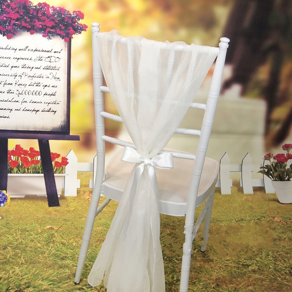 Gorgeous Champagne White Ivory Chiffon Wedding Chair Sash(RIBBON TIE NOT Included) Chair Sash Party Banquet Fast Delivery
