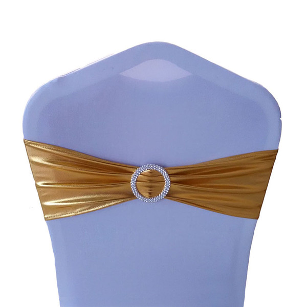 Chair Sashes Covers for Wedding Event spandex Bands with buckles Elastic shiny Chair Sash Cover Band Banquet Party Decoration