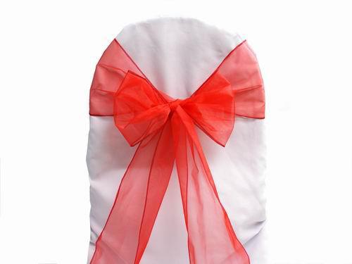 100pcs Red Organza Sashes Chair Cover Bow Wedding Party Banquet Shimmering Sash High Quality Multi colors