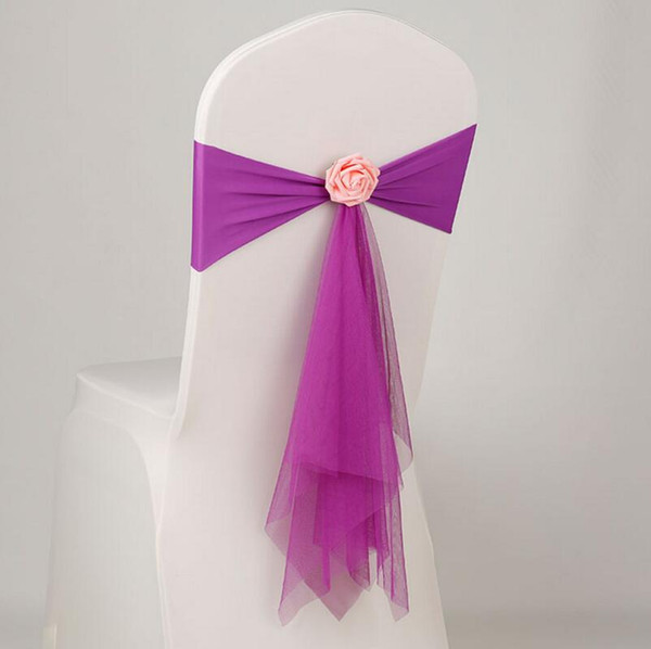 Spandex Lycra Chair Sashes Elastic Satin Chair Bands with Buckle for Wedding Chair Cover Sashes Bows WT066