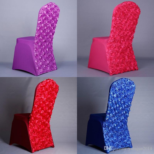 Wholesale 50Pieces/lot Fashion 3D Rose Flower Universal Stretch Spandex Chair Covers for Weddings Party Banquet Hotel Decoration Accessories