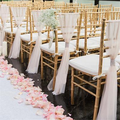 Cheap Beach Garden wedding chair sashes With Crystal Hot Sale White Ivory Wedding Chair Cover Back Sashes Banquet Birthday Wedding Ceremony
