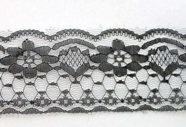 10 Meters Black Embroidered Net Lace Trim Ribbon 60mm #22777