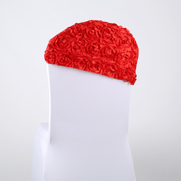Red 3D Rose Flower Wedding Chair Covers Cheap Wedding Supplies Table Cloths Factory Chair Cover Sashes Wholesale Asymmetry