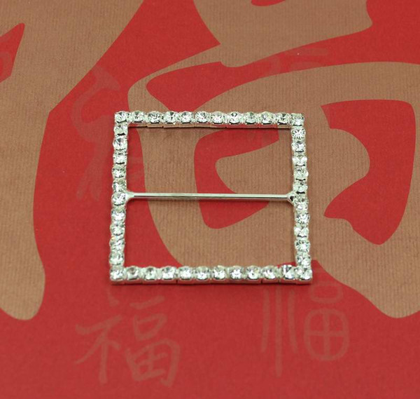 Factory Price 50pcs/lot 45x45mm Square Chair Sash Buckle Made Of Czech Rhinestone 40mm Bar Customized Size Available