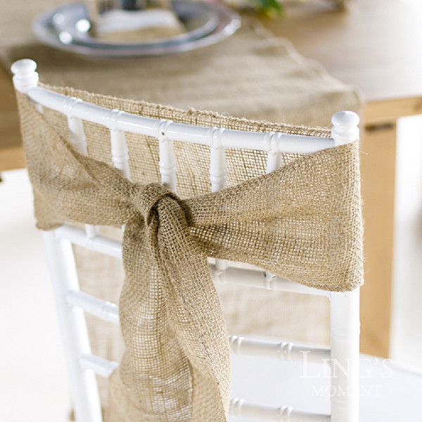 2017 New 30m*270CM,Lace Jute cloth Burlap Chair Covers Table flag tablecloth Wedding decoration supplies Bowknot ribbon