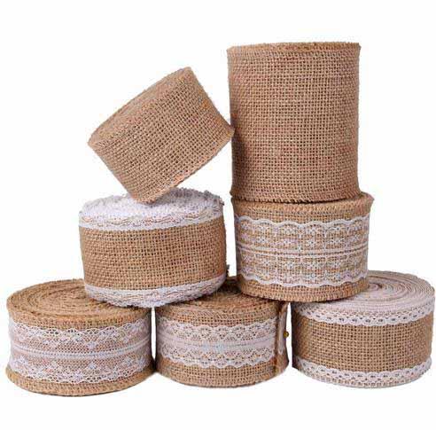 Burlap Ribbon 5M Vintage Wedding Centerpieces Decoration Sisal Lace Trim Jute Hessian Rustic Event Party Cake Supplies