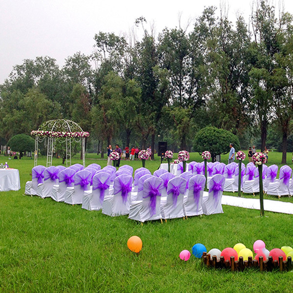 The back of the bow Wedding banquet arrangement supplies Semi-wrapped back yarn hotel backpack decoration Chair Covers free shipping