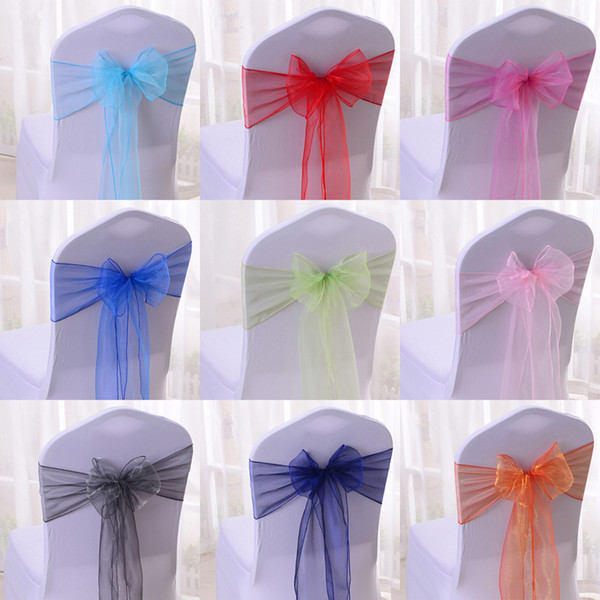 DIY Wedding Organza Chair Cover Sash Bands Wedding Bowknot Party Birthday Chair Decoration 17 Color