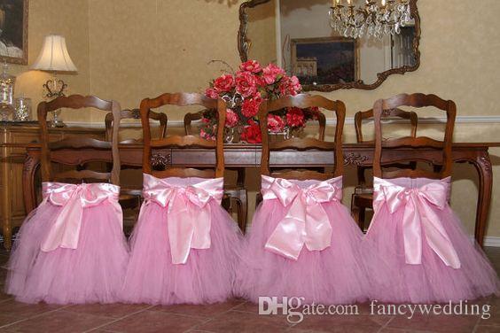 Sample Custom Made 2017 Satin Tulle Tutu Chair Covers Romantic Chair Sashes Beautiful Fashion Wedding Decorations