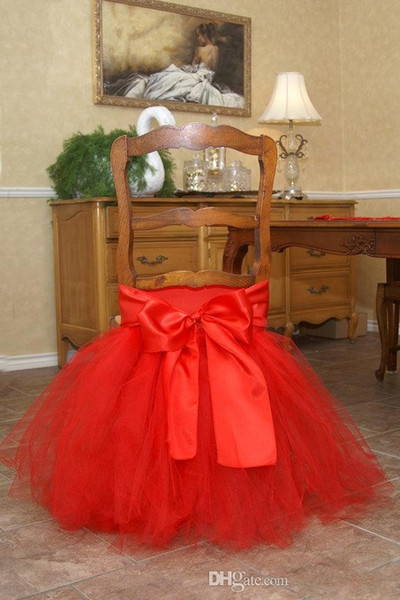 In Stock 2017 Satin Tulle Tutu Chair Covers Vintage Romantic Chair Sashes Beautiful Fashion Wedding Decorations