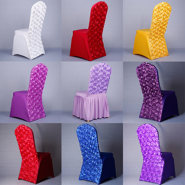 Spandex Wedding Chair Covers Rose conjoined chair cover Party Banquet Restaurant Decorations colorized Universal Wedding Chair Covers