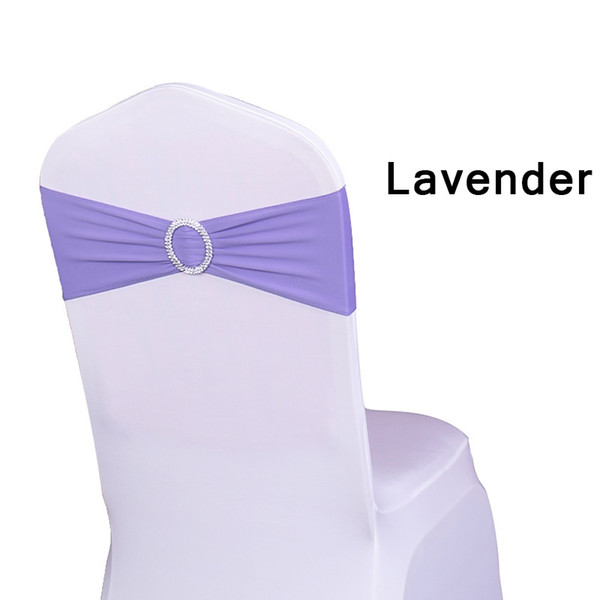 Chair Sash Bands Spandex 15X35cm Purple Stretch Lycra Chair Cover Sashes Bows with Diamond Ring for Weddings